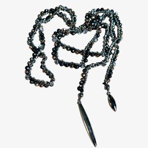 Stella & Dot Zoe Lariat Necklace Multicolor Metal Beads and Rhinestones 40"